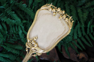 Antique Lily of the Valley Floral Gold Hair Brush