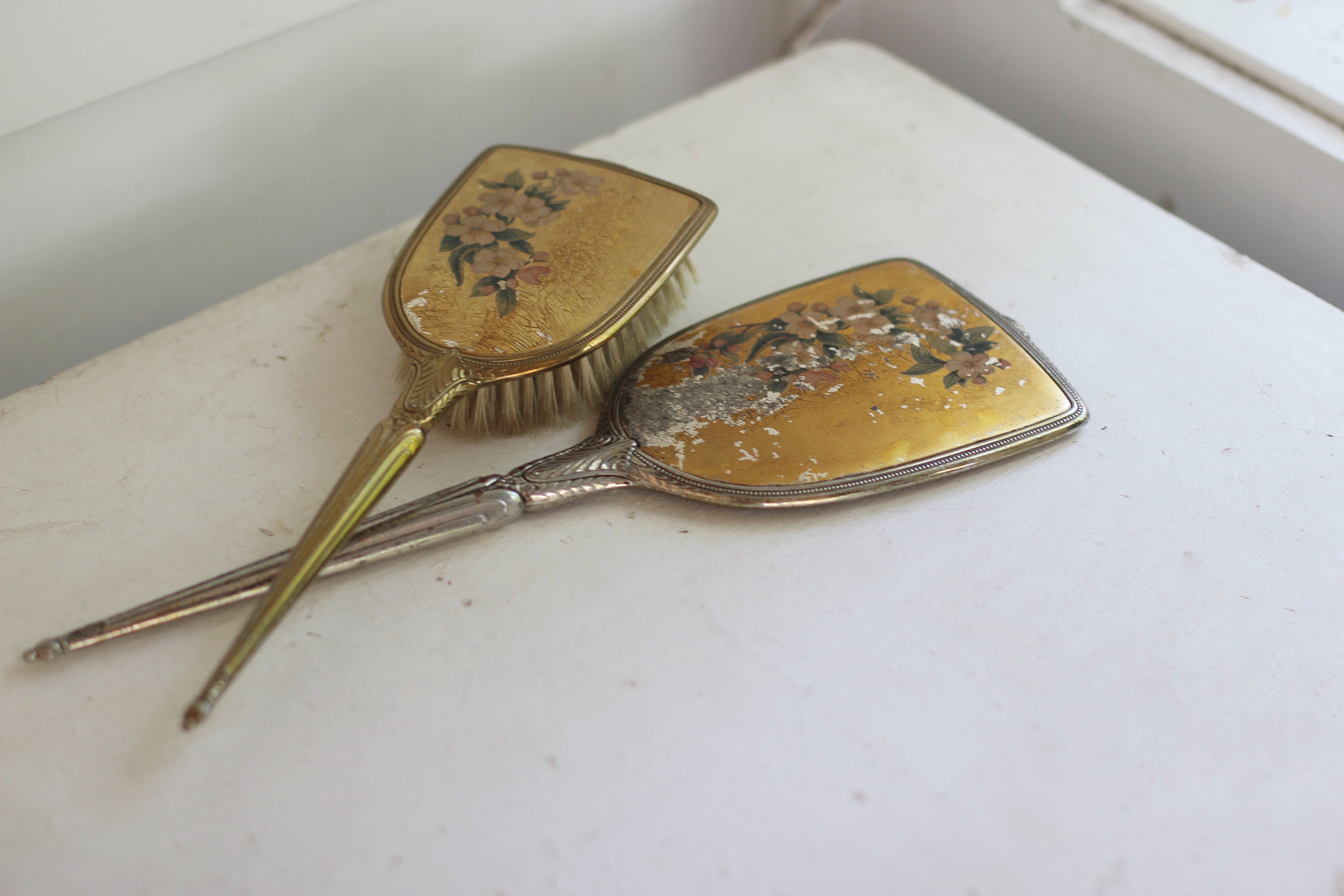 Antique Bronze Floral Vanity Set