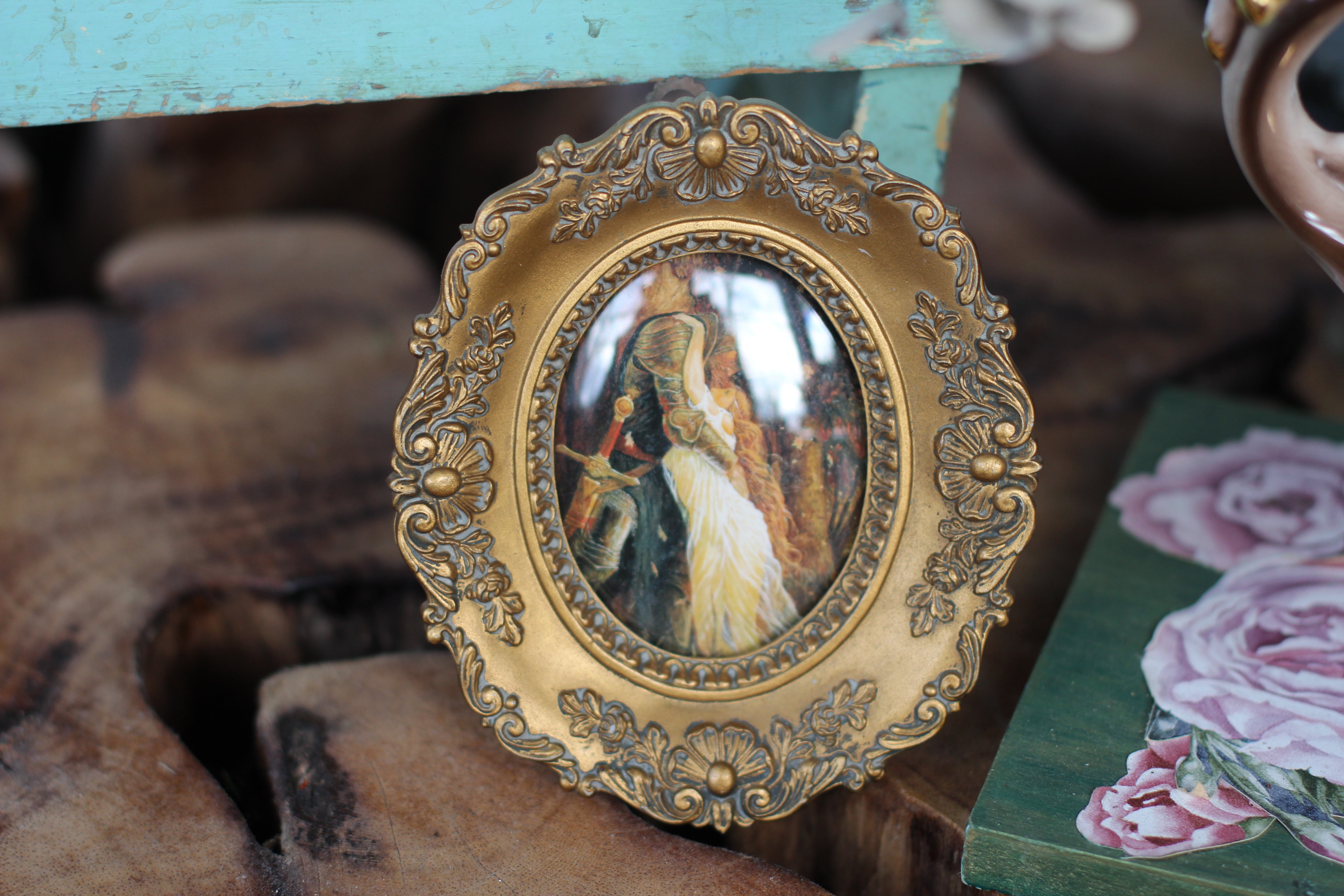 Antique Small Oval Bronze Frame
