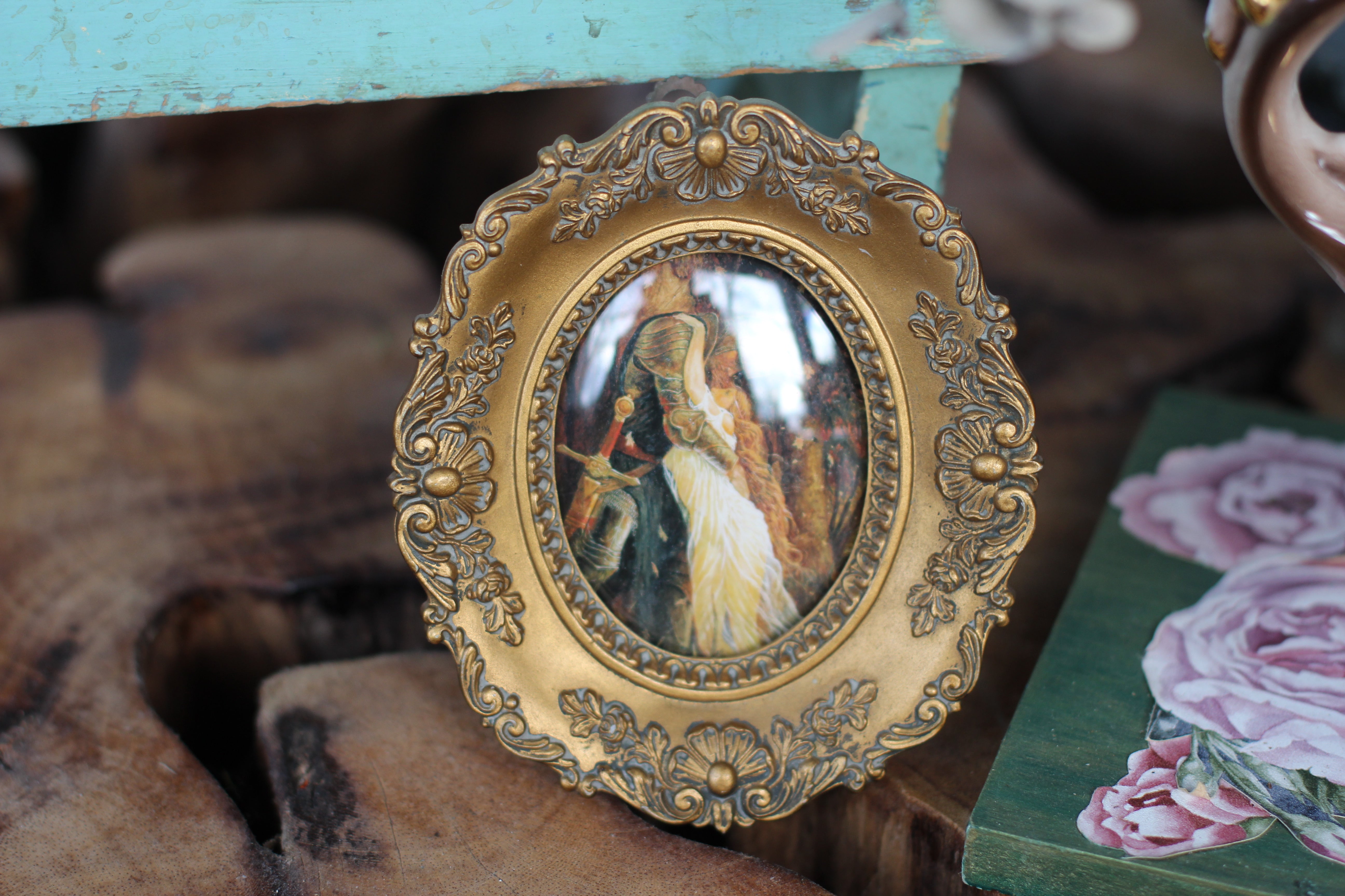 Antique Small Oval Bronze Frame