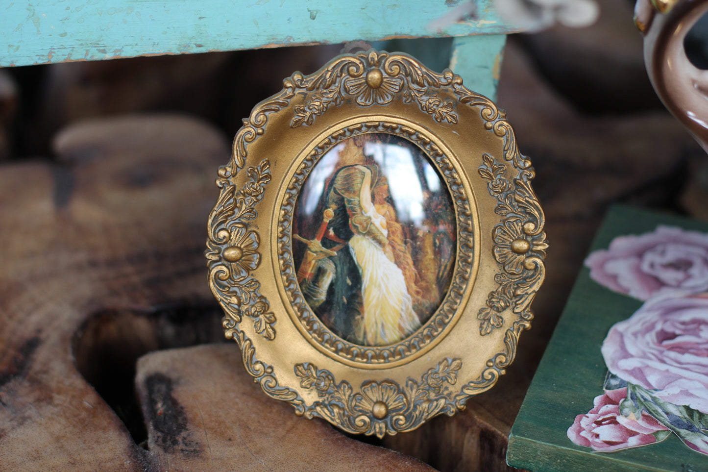 Antique Small Oval Bronze Frame