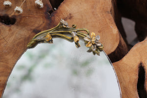 Antique Floral Enamel Mirror Tray