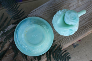 Vintage Avon Turquoise Hobnail Decanter
