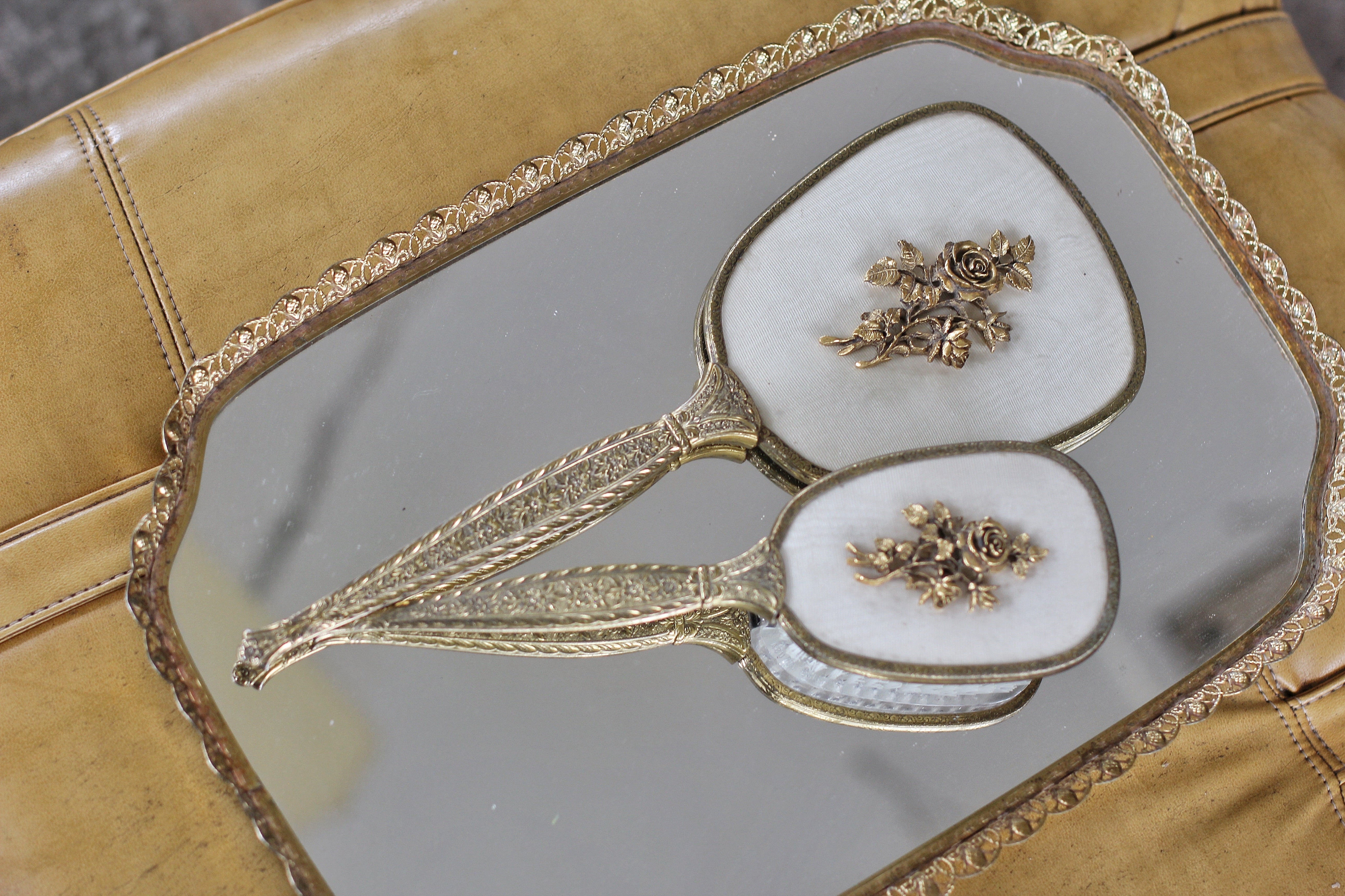 Antique Filigree Mirror Tray