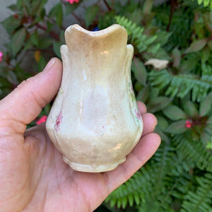 Antique Small Floral Rustic Porcelain Vase