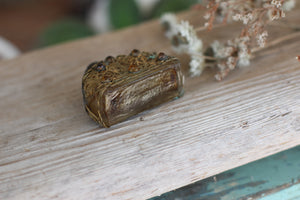 Antique Bronze Filigree Crystals Miniature Perfume Bottle