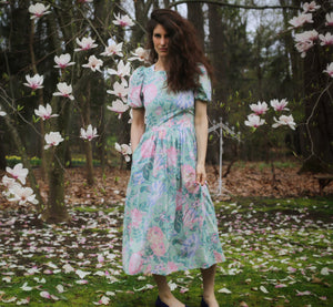 Vintage Floral Teal Laura Ashley Dress