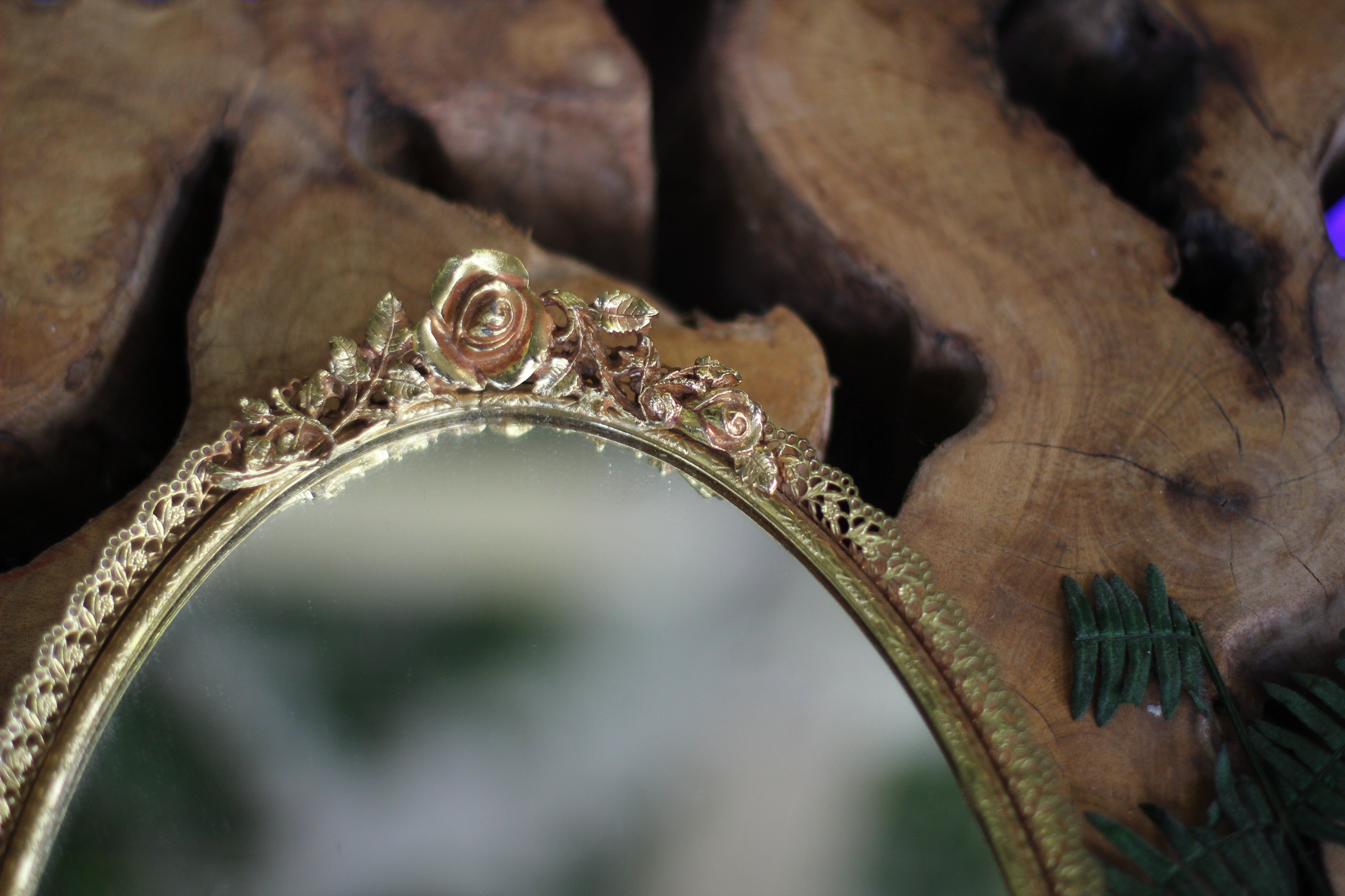Antique Floral Roses Matson Mirror Tray