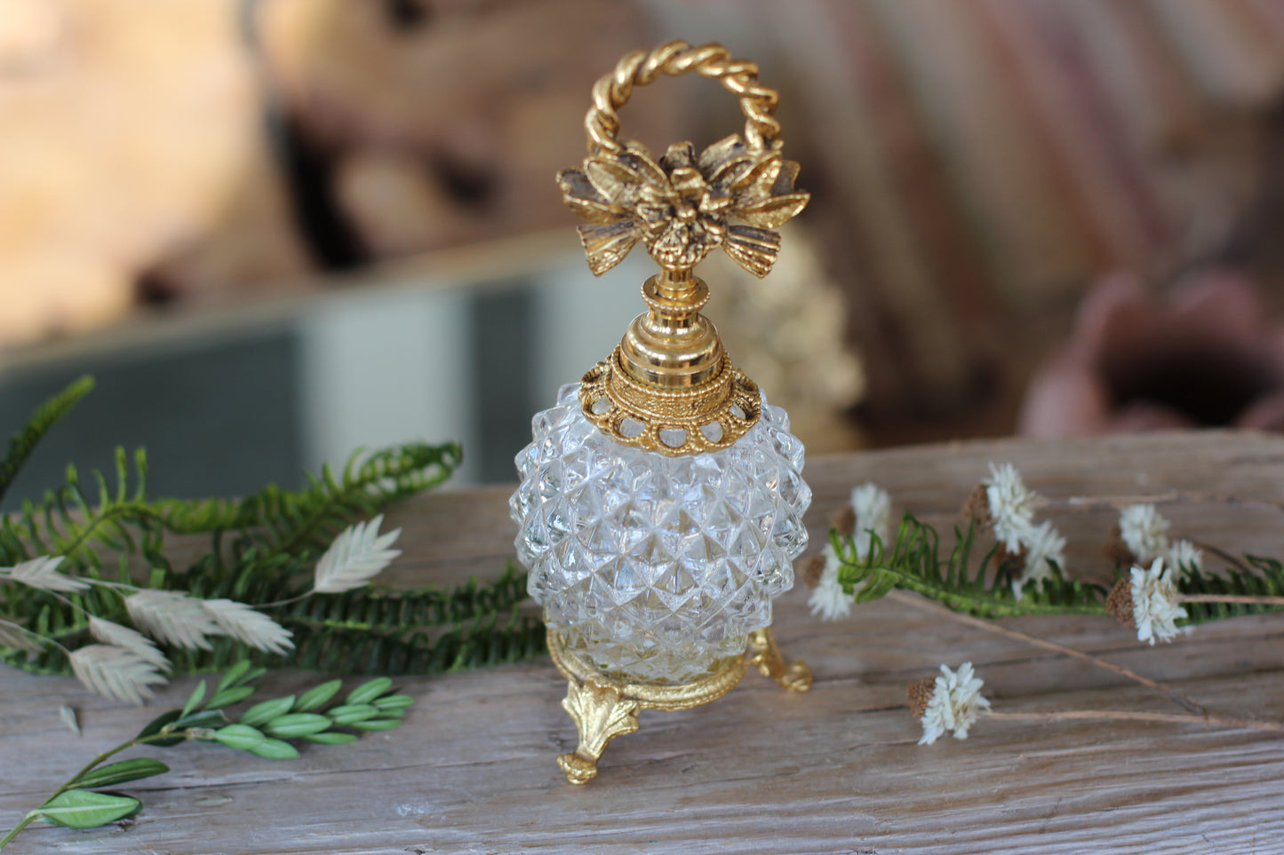 Antique Glass Filigree Stylebuilt Perfume Bottle