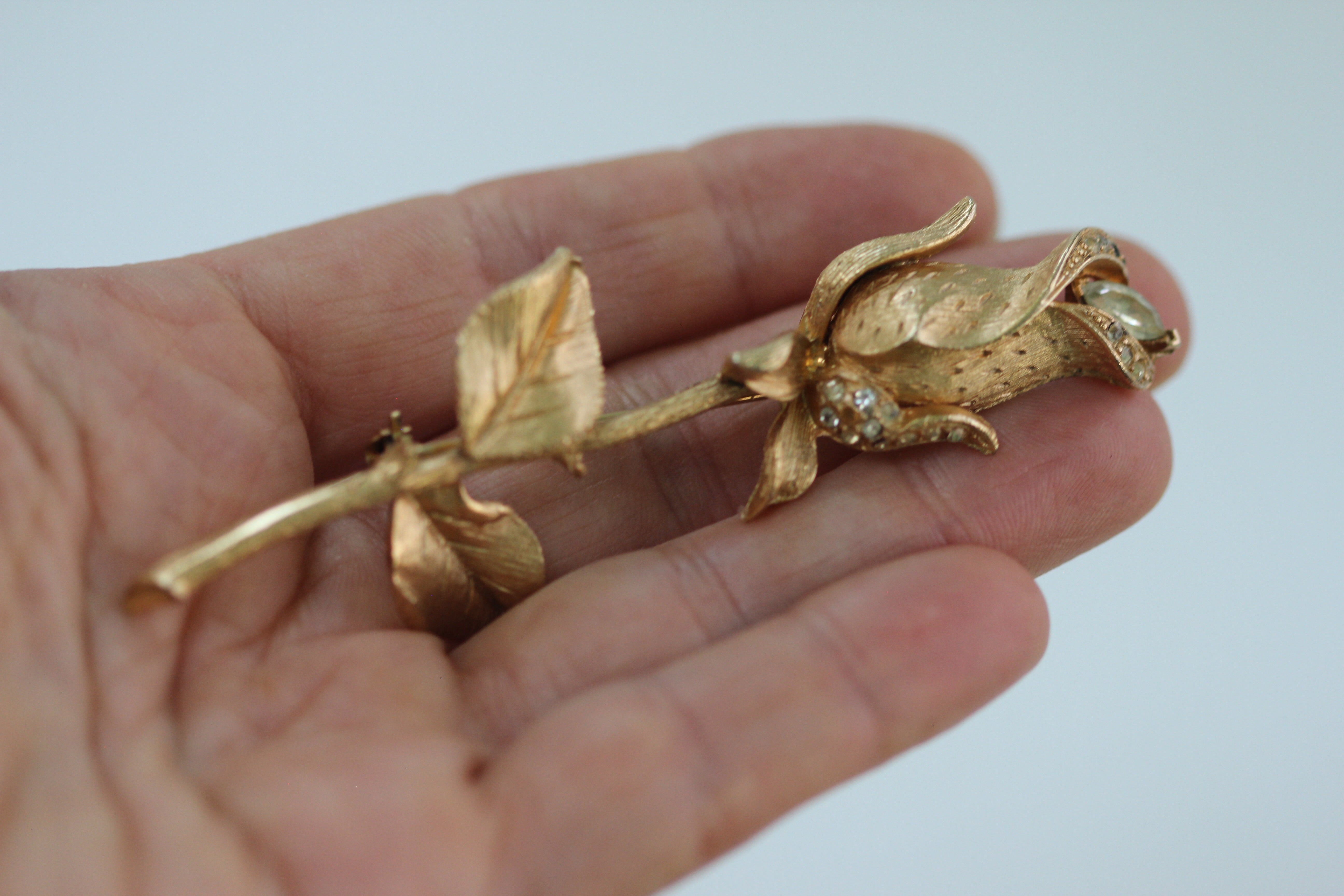 Rose With Crystals Brooch