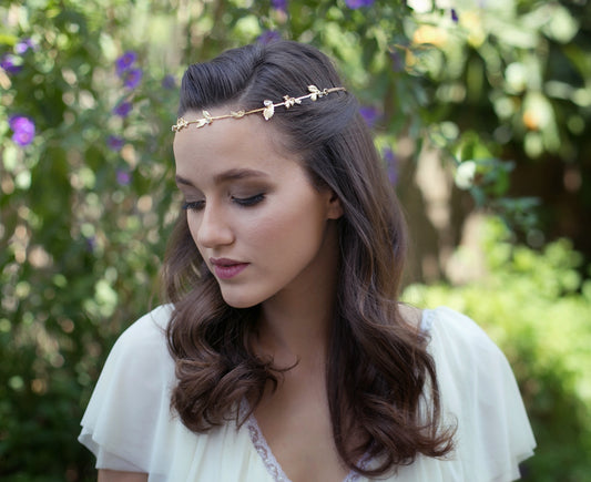 Monica Crystals Leaves Hair Chain