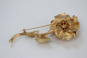 Large Rose with Stems Brooch