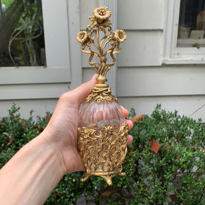 Antique Gold Floral Perfume Bottle