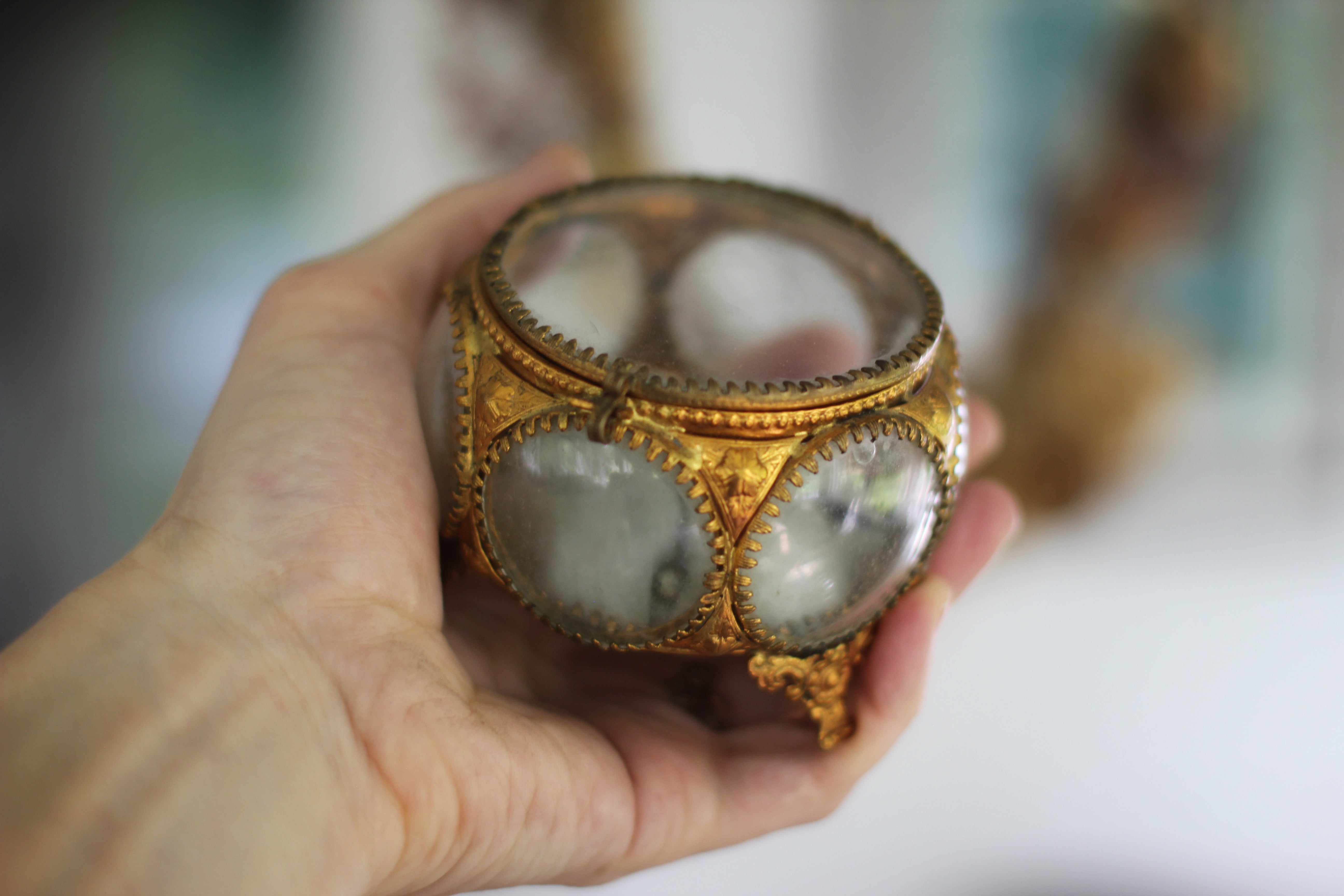 Antique Rare French Victorian Light Blue Jewelry Box