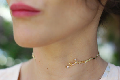 Rustic Branch w/ Crystals Choker