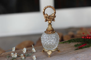 Antique Floral Wreath Pedestal Perfume Bottle