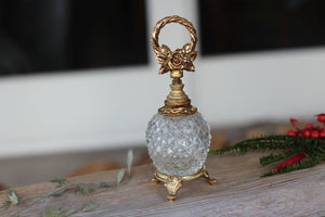 Antique Floral Wreath Pedestal Perfume Bottle