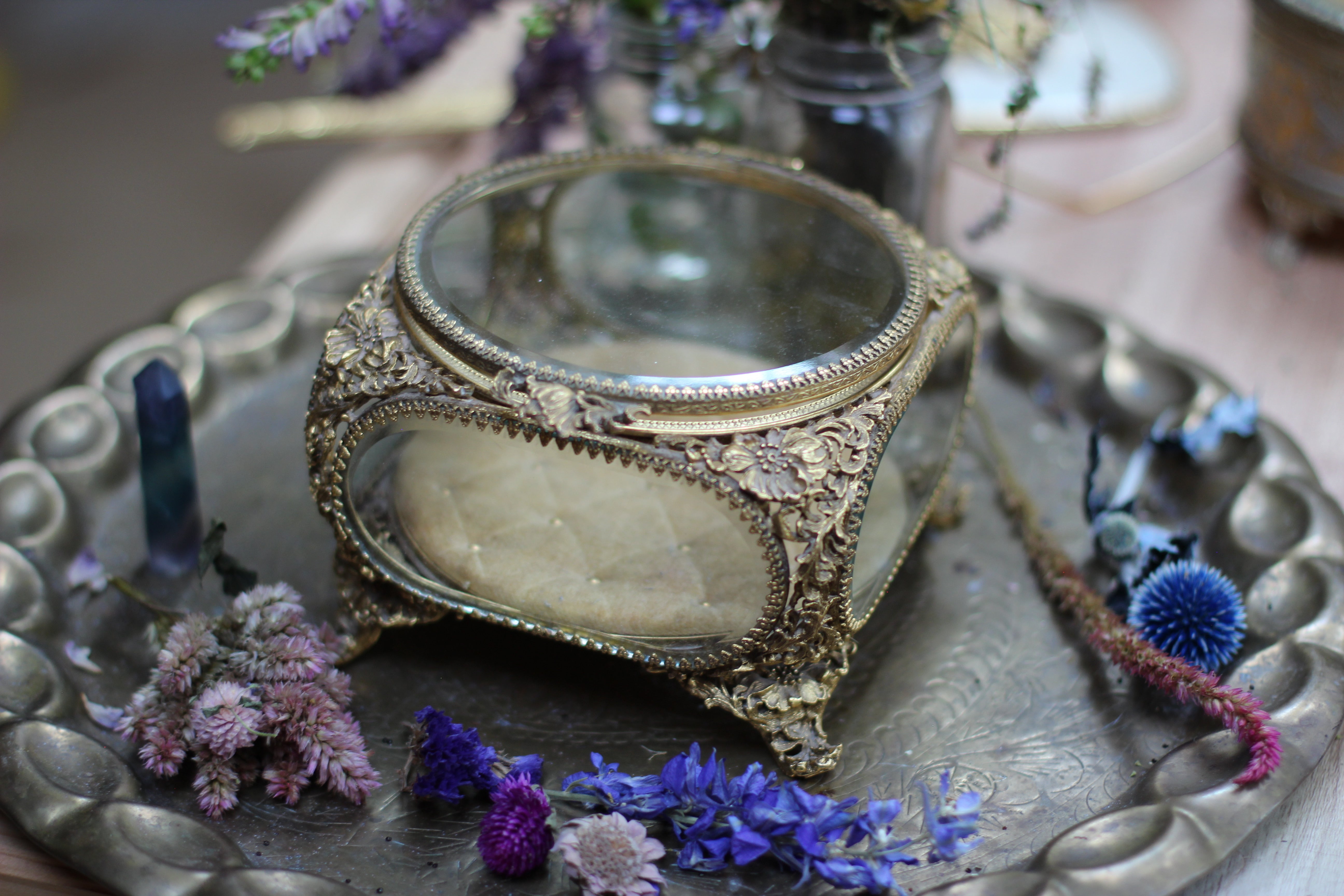 Antique French Victorian Dogwood Matson Jewelry Box