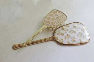 Antique Brocade Gold Floral Vanity Set