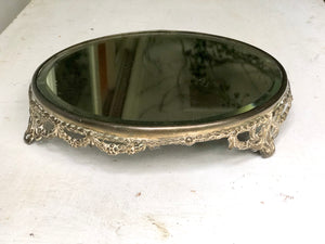 Antique Rounded Filigree Mirror Tray