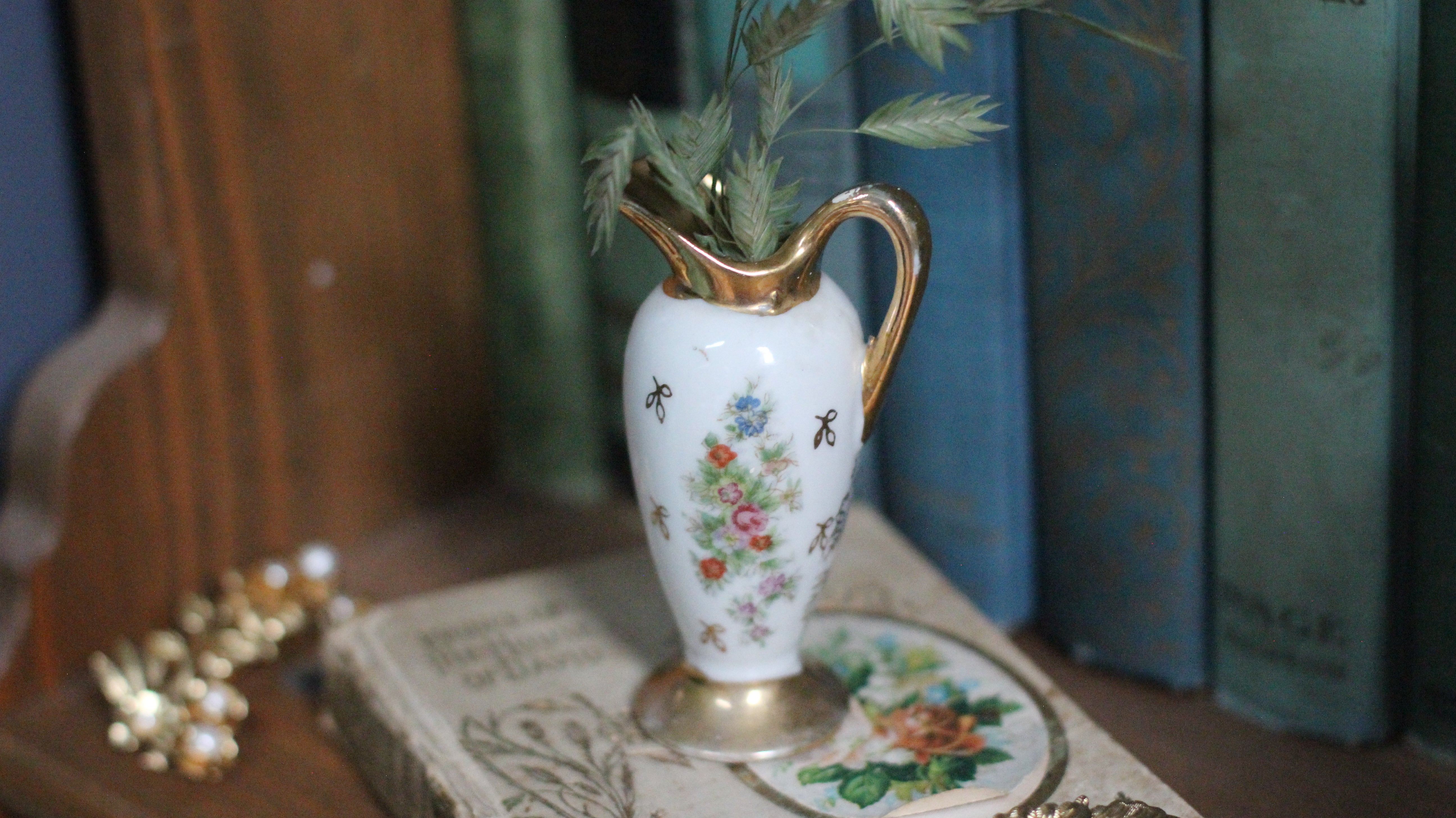 Antique Small Floral Porcelain Vase