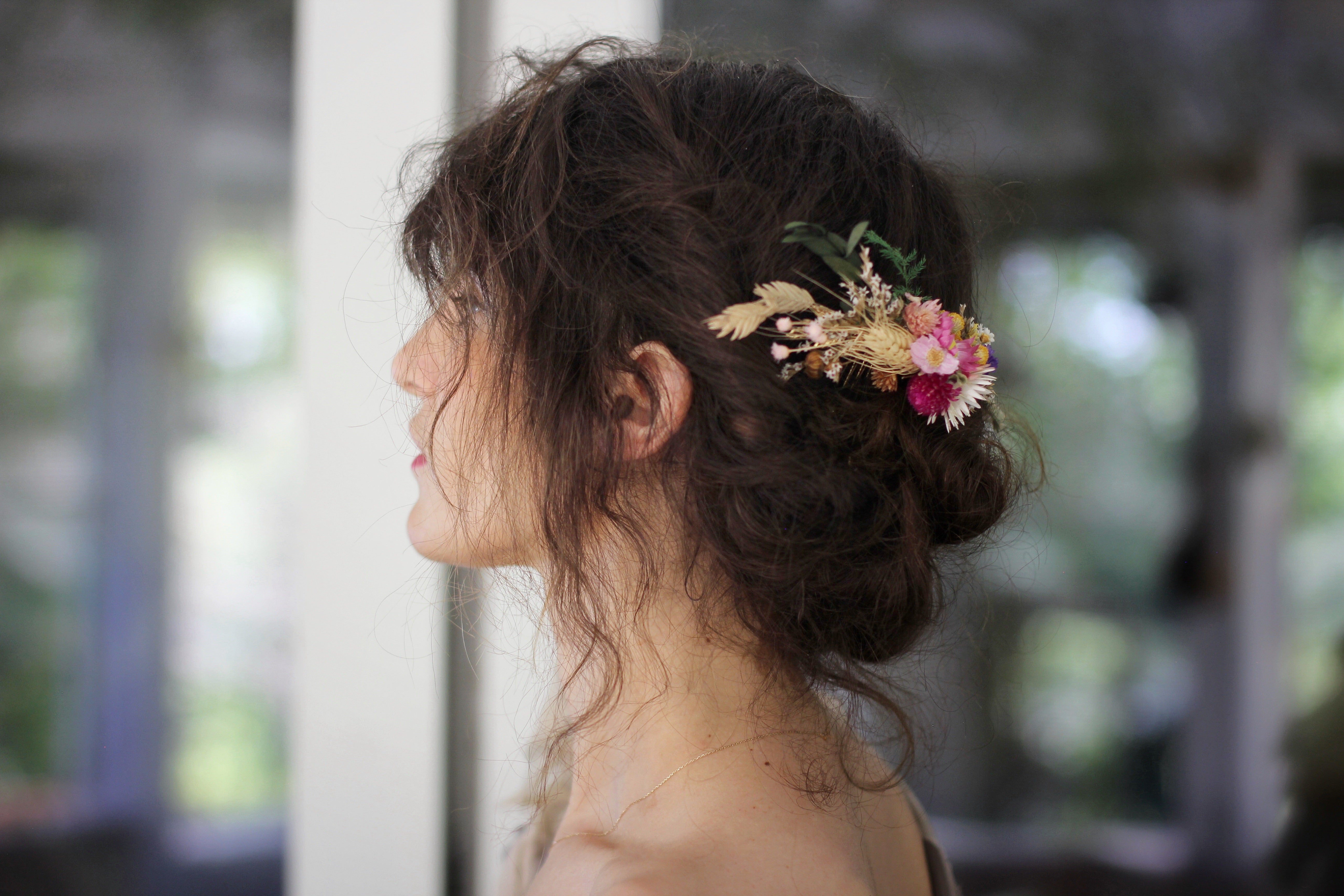 Preorder * Spring Blossom Dried Flowers Hair Comb