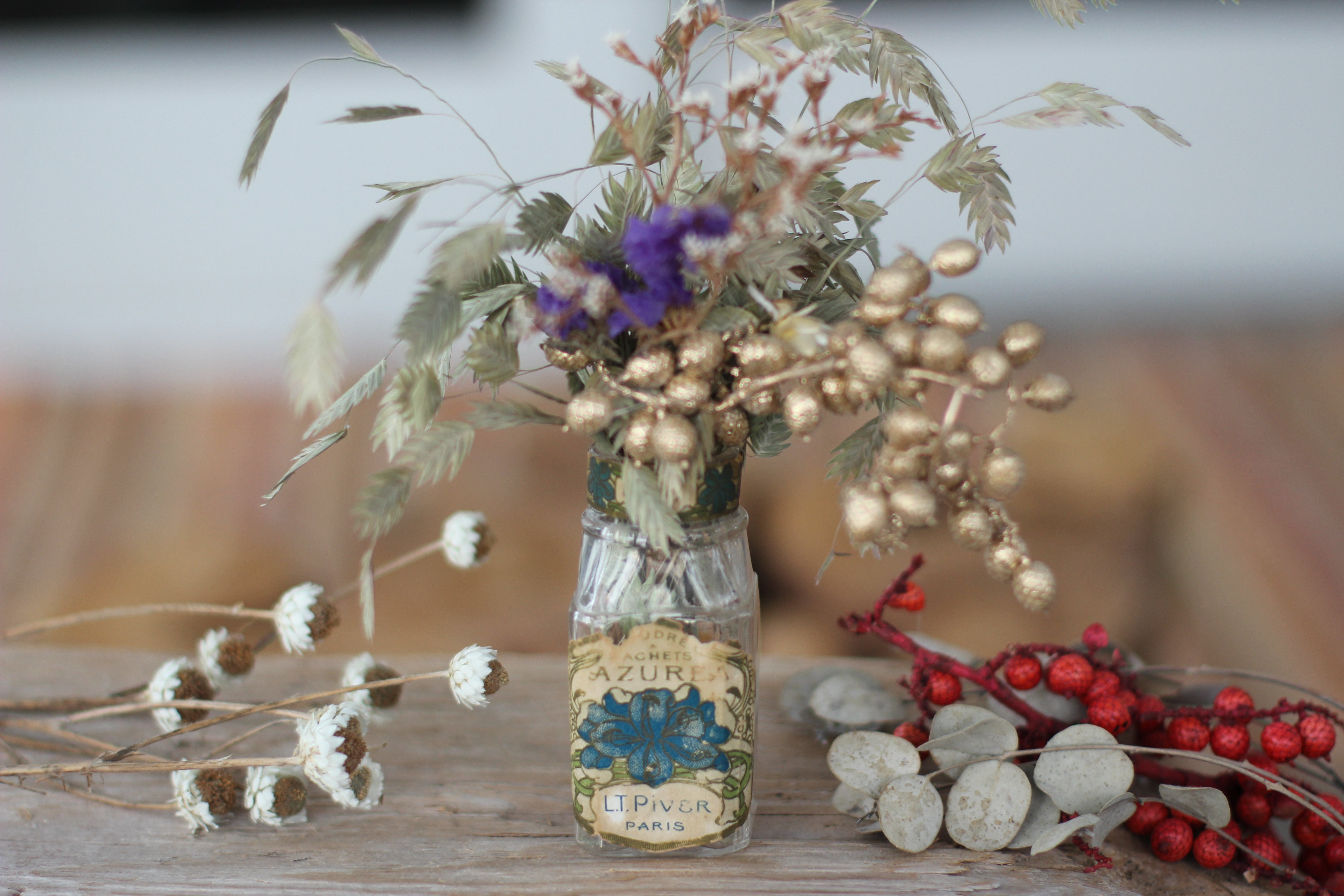 Antique Blue Flower French Azurea Perfume Bottle