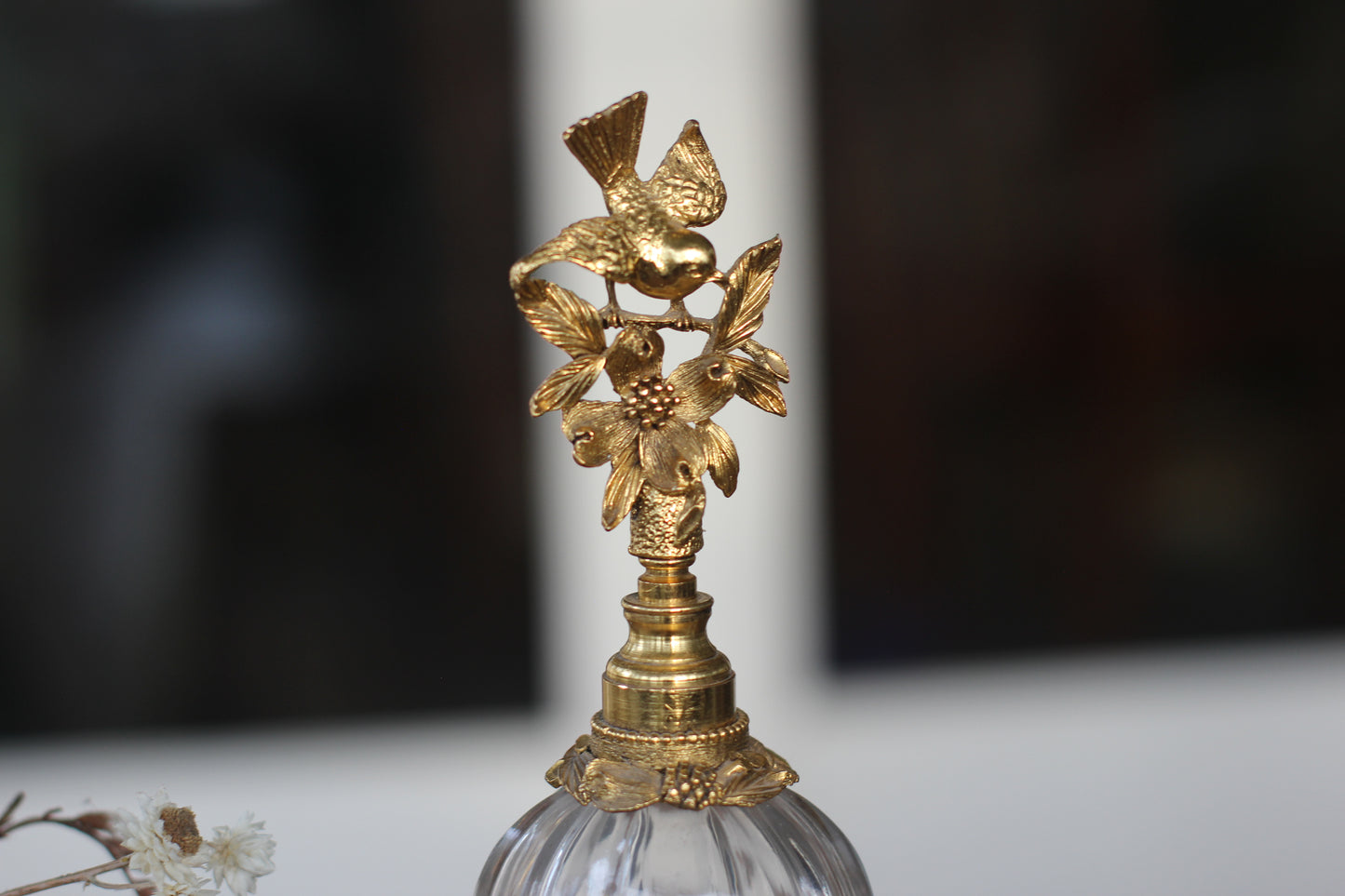 Antique Matson Roses Birds Dogwood Flowers Perfume Bottle