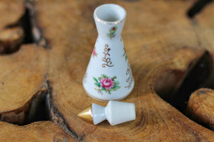 Antique Irice Tall Floral Porcelain Perfume Bottle