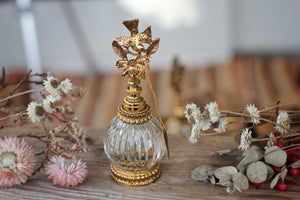 Antique Stylebuilt Birds Dogwood Flowers Perfume Bottle