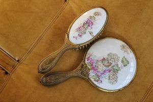 Antique Porcelain Hydrangeas Floral Vanity Set