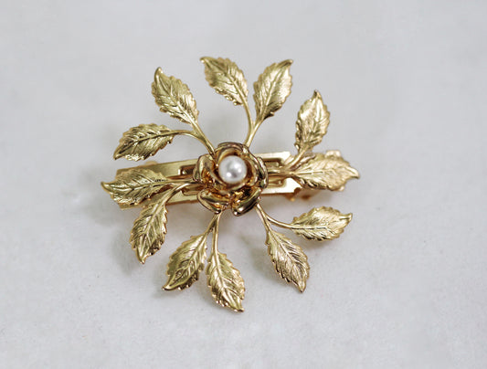 Small Leaf Circle Barrette