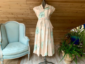 Vintage Pink Floral Light Blue Flowers Carol Anderson Dress