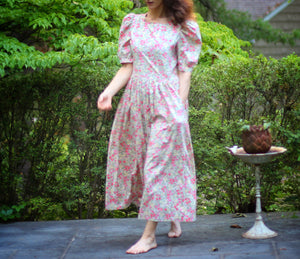 Vintage Floral Orange Laura Ashley Dress
