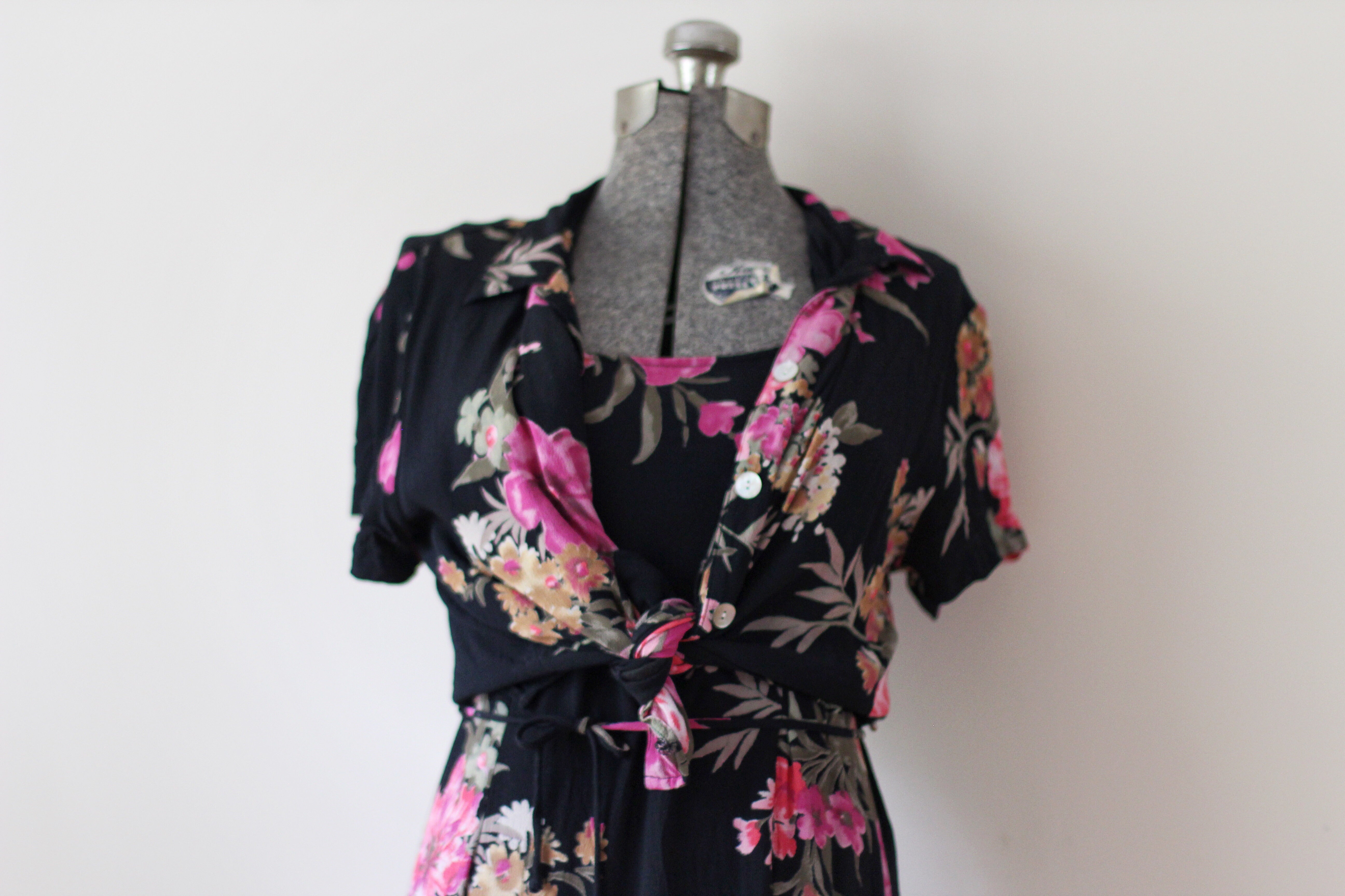 Vintage Floral Black Carol Anderson Dress
