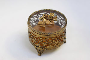 Antique Floral Dogwood Bird Jewelry Box