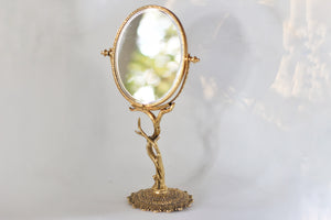 Vintage Stylebuilt Branch Vanity Pedestal Mirror Double Sided Magnifier