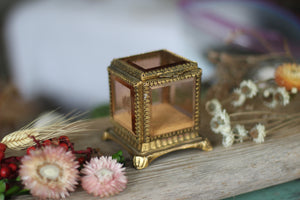 Antique French Victorian Amber Glass Jewelry Box