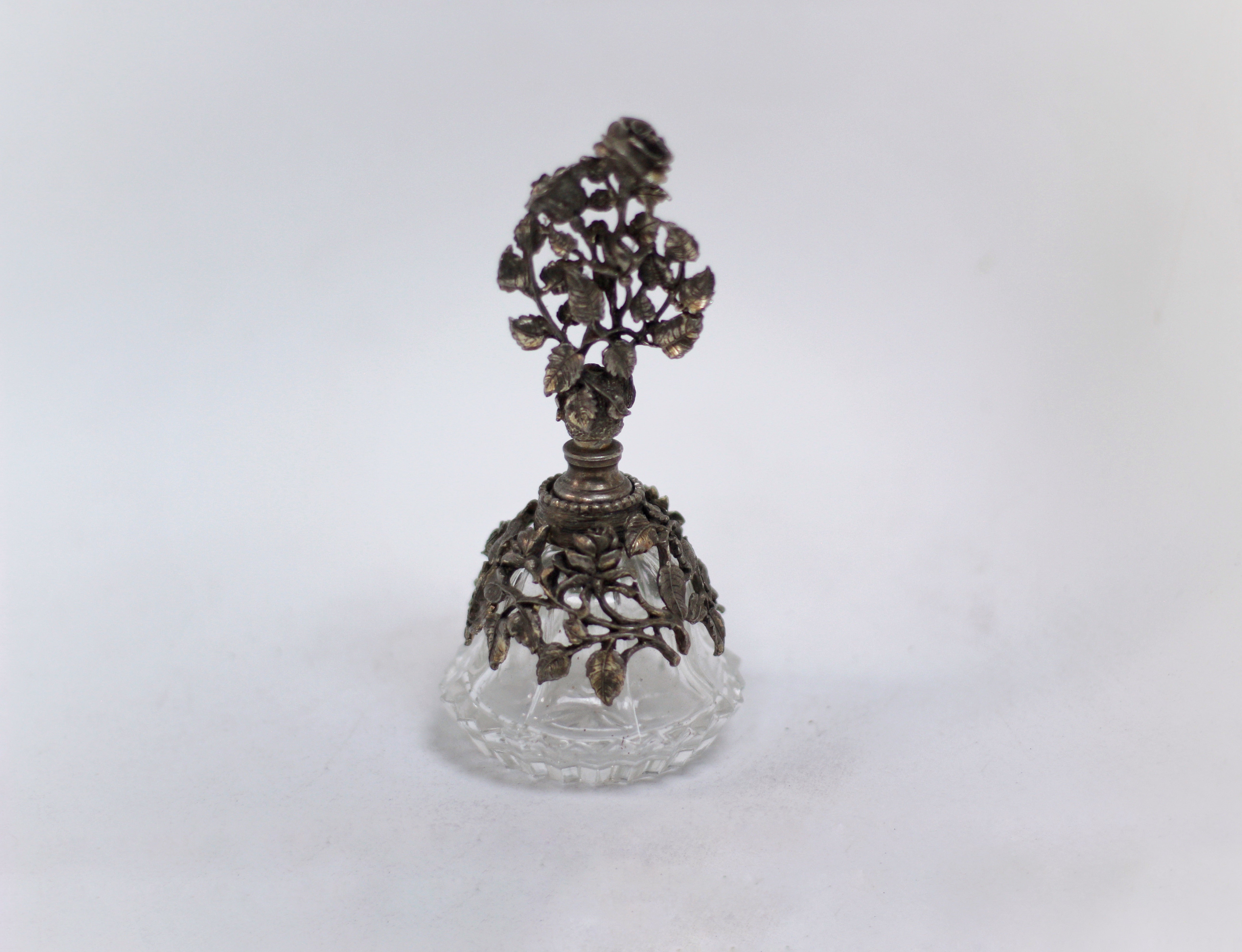 Antique Floral Silver Collar Matson Perfume Bottle