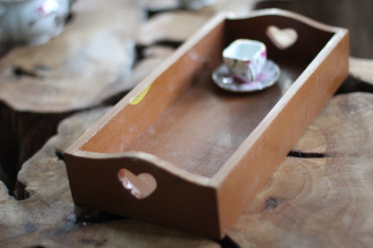 Antique Wood Carved Hearts Tray