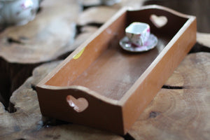 Antique Wood Carved Hearts Tray