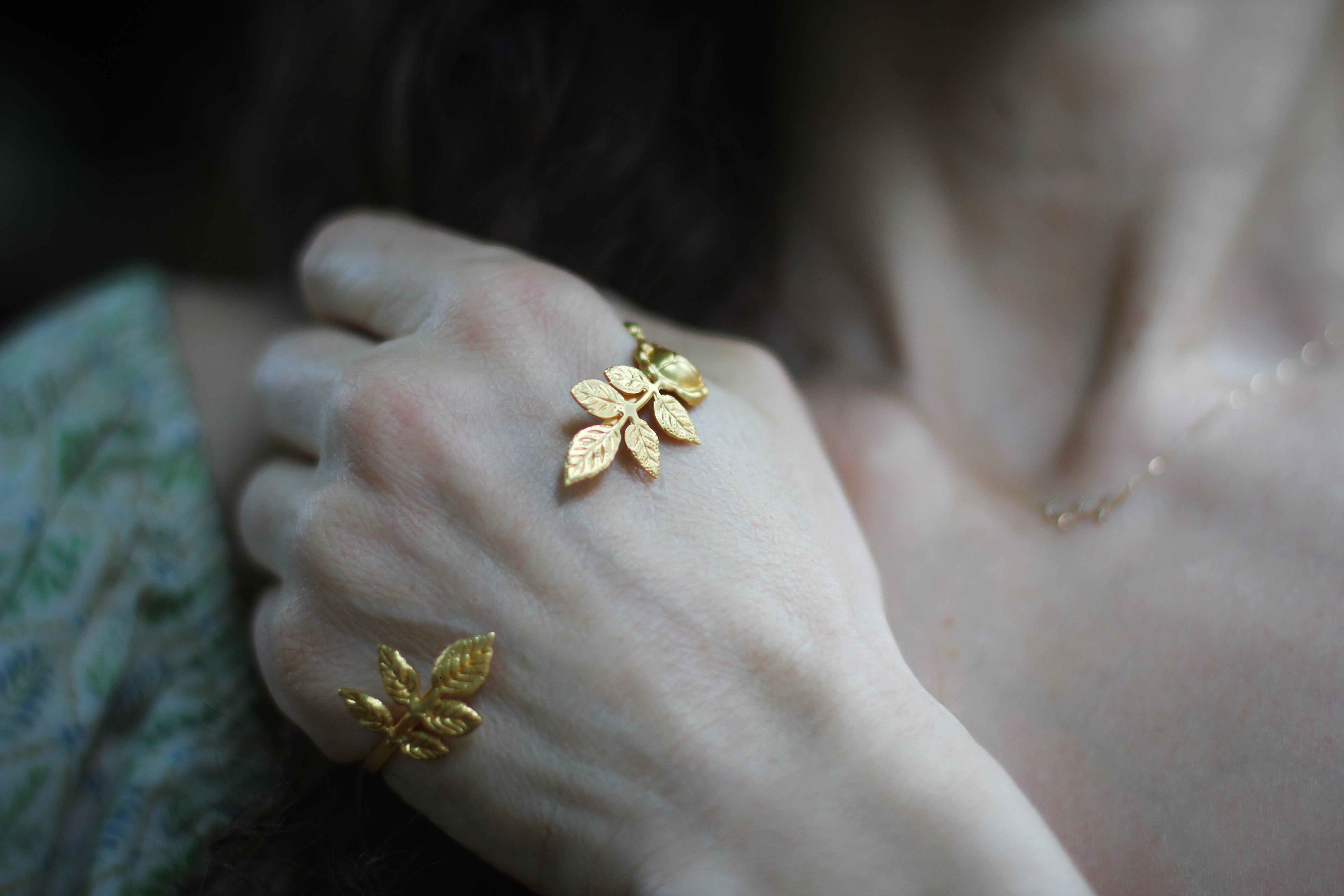 Rose & Leaves Palm Bracelet