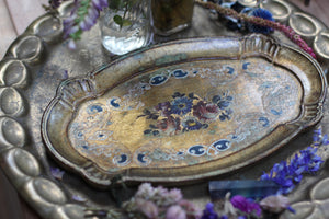 Vintage Florentine Miya Firenze Wood Floral Tray