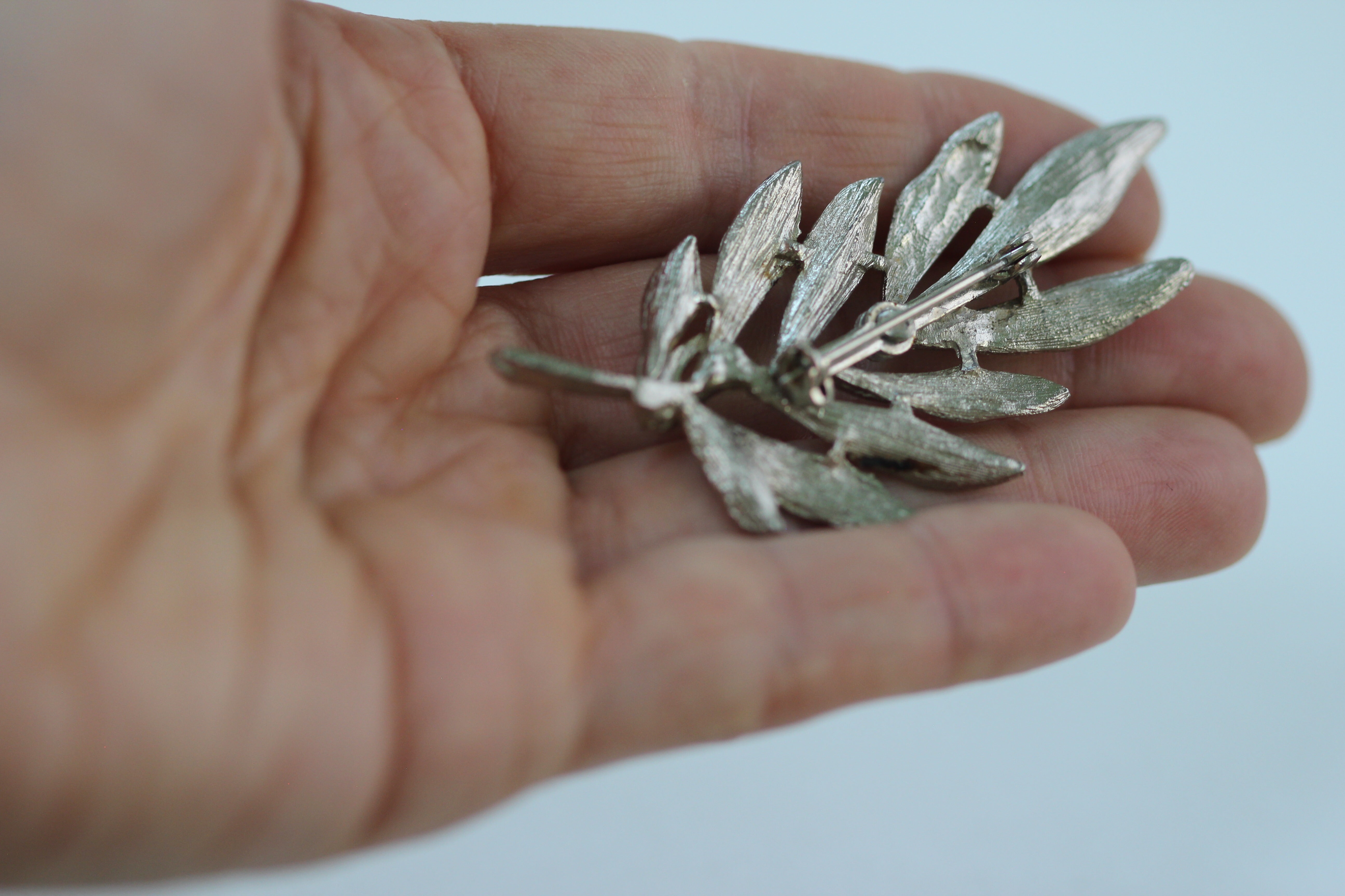 Silver Leaves Bouquet Brooch