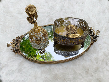 Antique Filigree Sunflower Matson Perfume Bottle