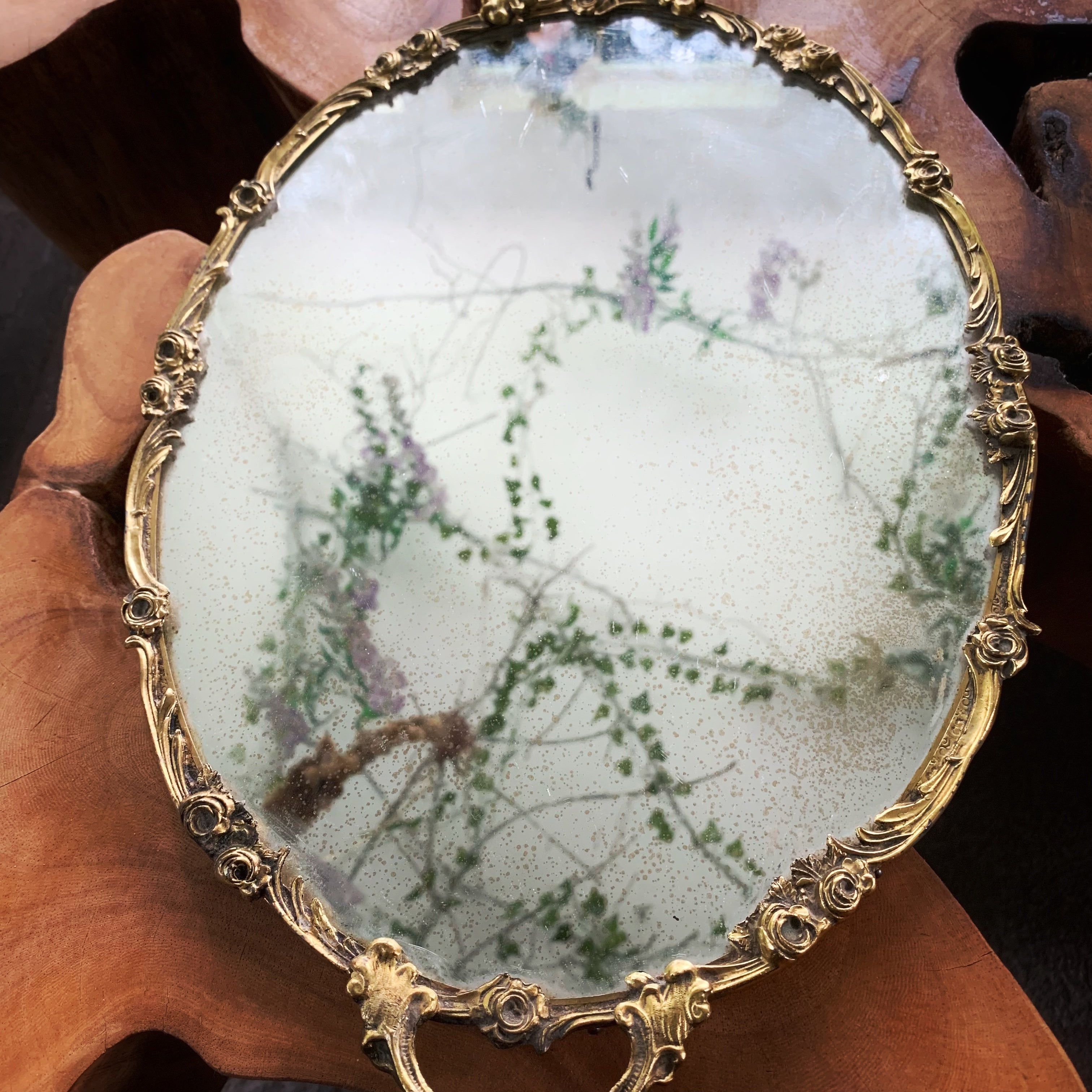Roses Floral Antique Mirror Tray