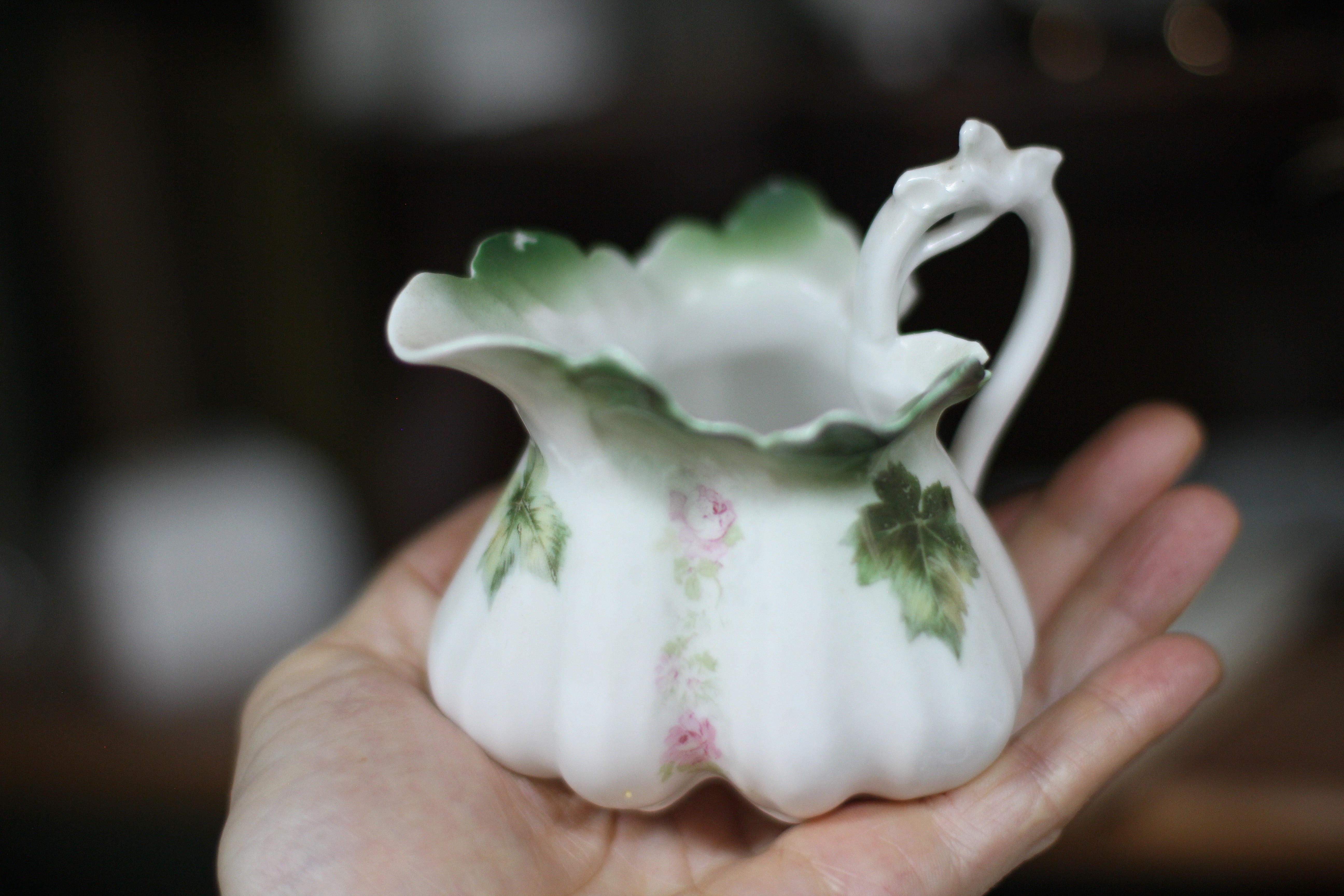 Vintage Floral Leaves Porcelain Dish