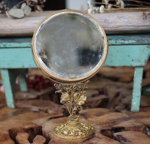 Vintage Matson Floral Vanity Pedestal Mirror Double Sided Magnifier