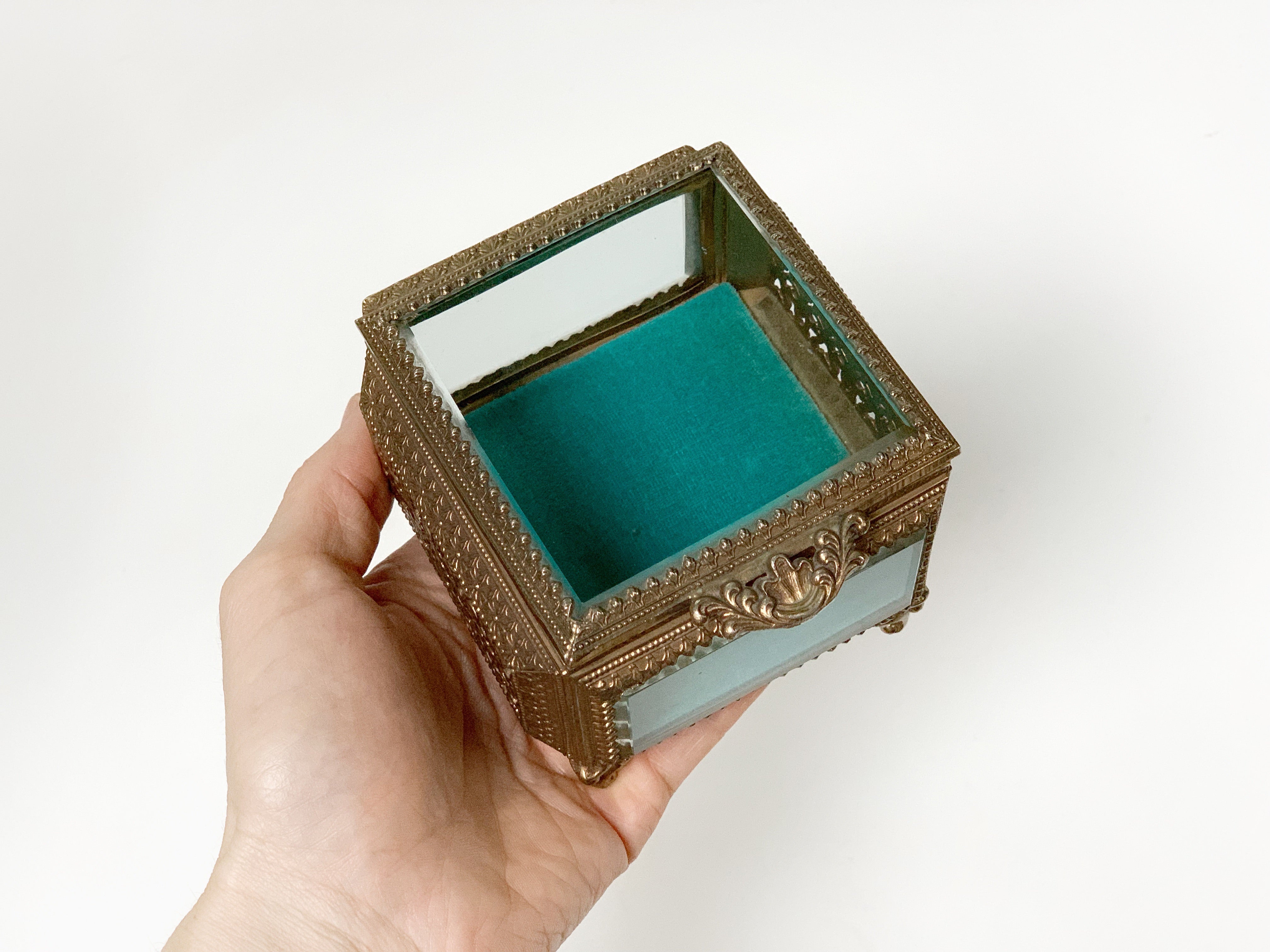 Antique Turquoise Square Jewelry Box