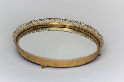Vintage Circular Mirror Tray
